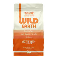 Wild Earth Classic Roast kibble bowl supports healthy skin and coat.