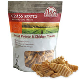 Wild Eats Sweet Potato & Chicken Treats bag closeup highlighting training rewards.