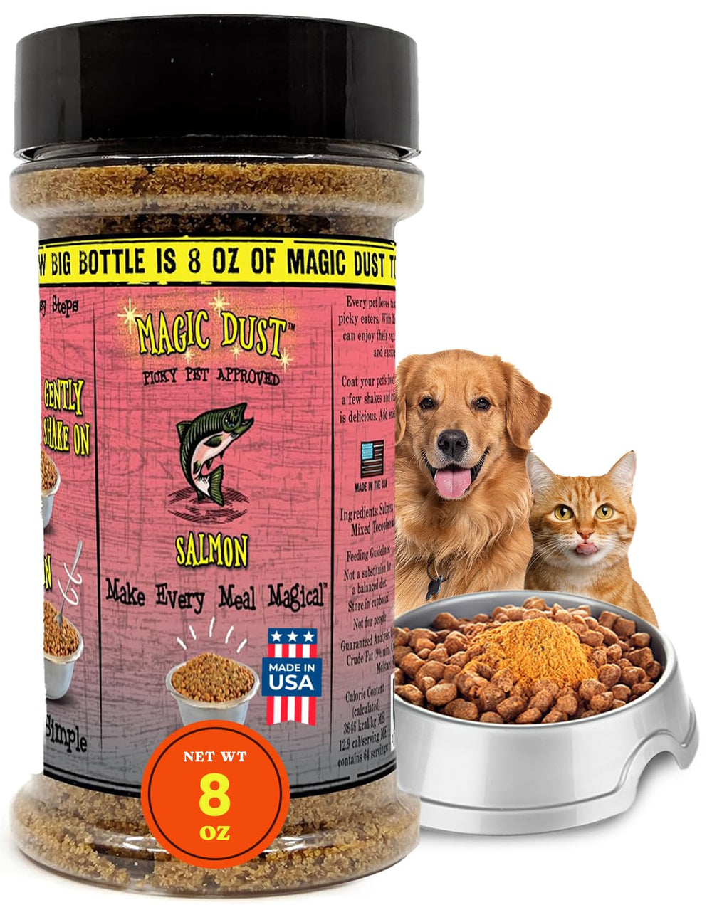 Wild Meadow Farms Magic Dust Salmon Jerky Topper bottle delivers craveable salmon flavor for picky eaters
