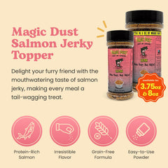 Wild Meadow Farms Magic Dust Salmon Jerky Topper sprinkle on kibble boosts meal appeal