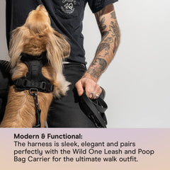 Wild One dog harness soft padding reduces rubbing and chafing during walks.