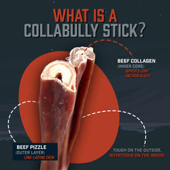 Wild Wolf CollaBully sticks ingredients label highlights Angus beef and collagen.