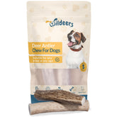 Wildeers premium deer antlers for dogs in a two-pack, ideal for long-lasting chews.