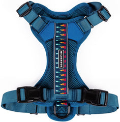 Wilderdog Lightweight Harness Pacific Blue front view enhances comfort during daily walks