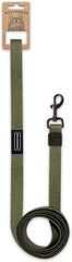 Wilderdog waterproof leash olive closeup shows rubber-coated webbing resisting water and dirt