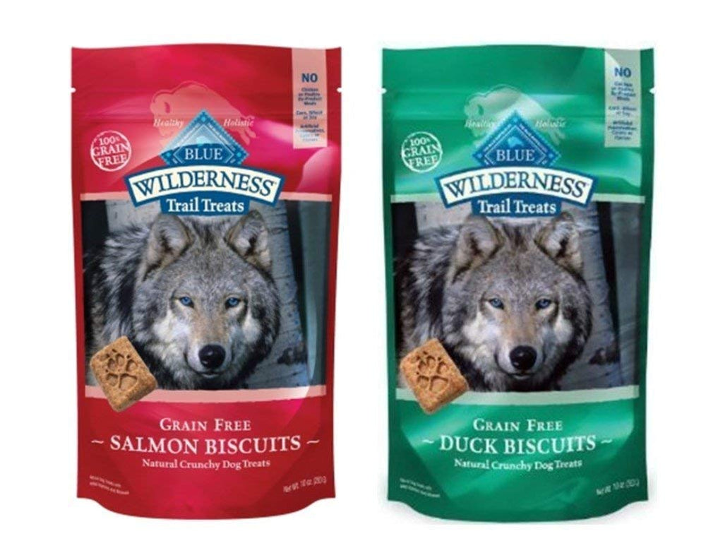 Wilderness Trail Treats duck biscuit close-up for protein-rich dog snack.