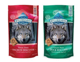 Wilderness Trail Treats duck biscuit close-up for protein-rich dog snack.