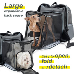 Wildgogo expandable pet carrier ventilation mesh ensures airflow and visibility.