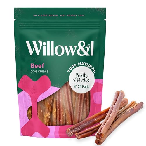 Willow & I bully sticks 6-inch taste highlight tasty training reward for dogs