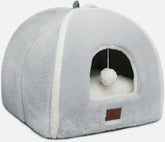 WindRacing cat bed arched-top design; roomy interior for gentle stretching.