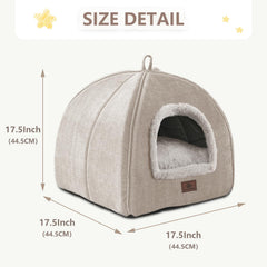 WINDRACING cat bed beige soft fabric emphasizes plush comfort for lounging