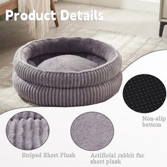 WindRACING cat bed round gray side bolster highlights head and neck support