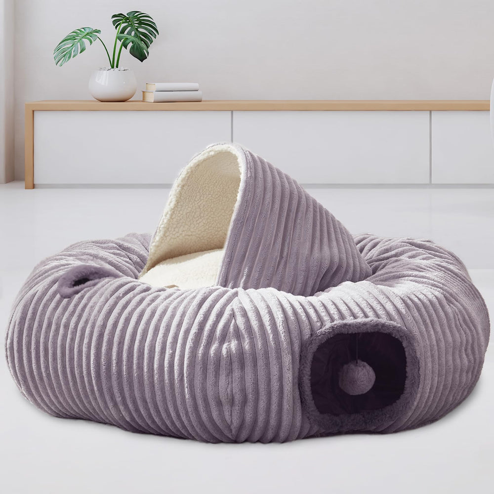 WINDRACING cat tunnel bed donut grey — cozy multi-cat play space.