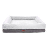 WINDRACING orthopedic dog bed large gray front view highlights bolster support for joints.