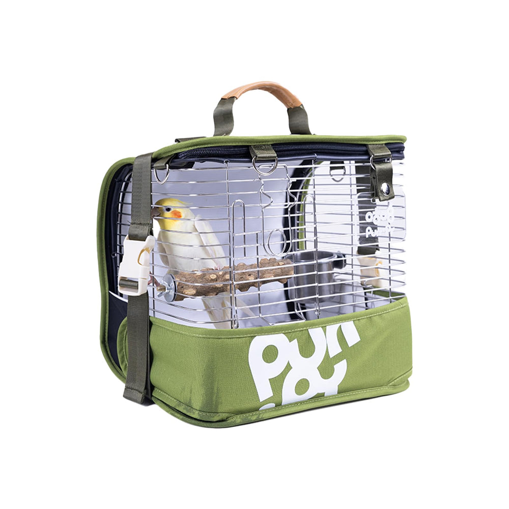 Wingle 4-in-1 bird backpack cage enables easy travel with a secure carrier.