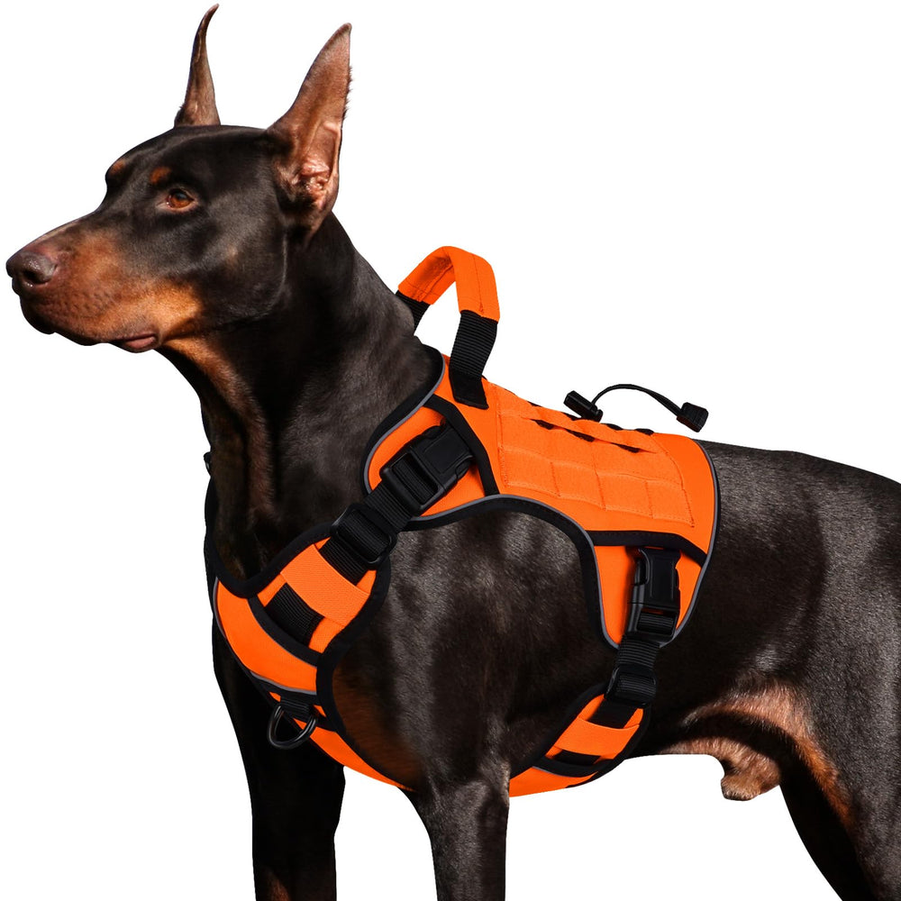wingoin orange tactical harness side view, durable for easy daily walks with large dogs