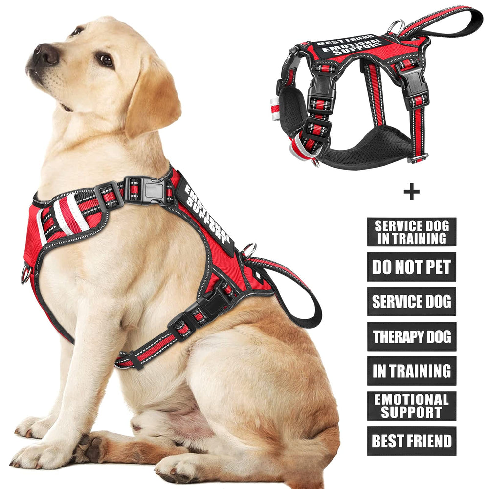 WINSEE service dog vest front view shows reflective nylon for safety during day and night walks.