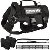 WINSEE tactical dog harness front view with durable MOLLE vest