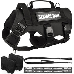WINSEE tactical dog harness front view with durable MOLLE vest