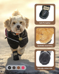 WINSOON winter dog boots with Velcro straps for easy on-off wear.