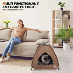 Winsterch Cat Bed Cave interior cushion removable and washable