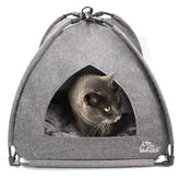 Winsterch cat bed cover cave grey side view highlights a private cozy retreat for cats.