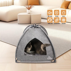 Winsterch non-slip bottom grey keeps the bed stable on floors during curious paws and play.