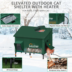 WLLEYAY extra large heated cat house heating pad ensures safe warmth on chilly days for outdoor cats