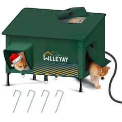 WLLEYAY extra large heated cat house outdoor front view for feral cats in winter