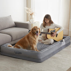 WNPETHOME human dog bed oval gray hero shows ample lounging space for adults.