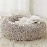 WNPETHOME calming donut dog bed front view, plush surface inviting deep, cozy rest for large dogs
