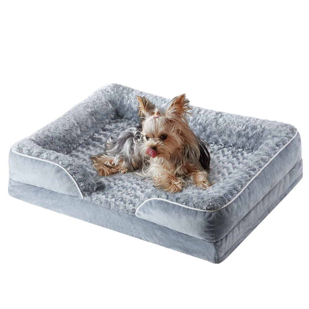 WNPETHOME dog bed with large C shaped bolster supports neck and head during naps