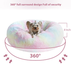WNPETHOME self-warming donut bed with plush fur creates warm, comfy relaxation.