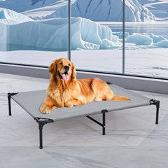 Wn's Day 42'' outdoor elevated dog bed side view highlights sturdy frame for cooling comfort
