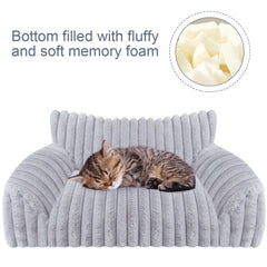 Wn's Day Corduroy Fleece Cat Bed Pillow Closeup emphasizes plush comfort and premium fabric