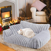 Wn's Day cute cat couch bed with bunny fleece for cozy winter naps.