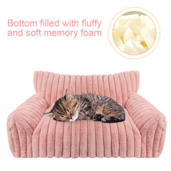 Wn's Day Cute Cat Couch Bed pink close-up fleece texture and warmth.