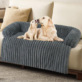 Wn's Day dog couch bed plush fluff close-up for calming comfort