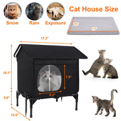 Wn's Day elevated cat house base keeps interior dry and accessible.