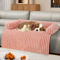 Wn's Day Lux dog couch bed pink cover provides plush comfort for cozy sofa naps.