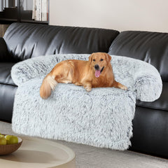 Wn's Day luxurious dog couch bed protector close-up shows soft plush texture.
