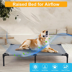 Wn's Day six-foot elevated dog bed construction shows added center support for durability
