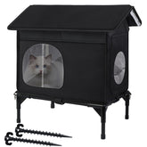 Wn's Day weatherproof cat house exterior keeps outdoor cats warm and dry.