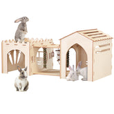Woiworco extra-large rabbit castle exterior highlights a spacious, sturdy home for multiple rabbits.