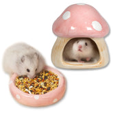 Woleigiao ceramic mushroom house pink provides a cozy hideout for small animals