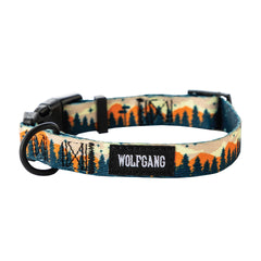 Wolfgang Heavy Duty dog collar overland print (medium) front view for everyday adventures.