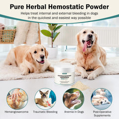 WOMRICH post-surgery recovery powder for dogs ready to be dispensed and mixed.