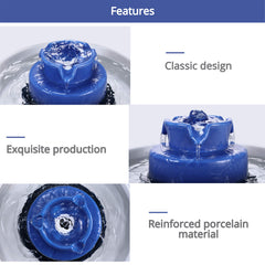Wonder Creature ceramic cat water fountain 360 streams demonstrates engaging flow for multi-pet households.