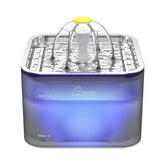 Wonder Creature Crystal Cat Water Fountain gray lid detail demonstrates durable stainless steel and clean design.