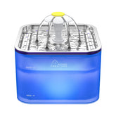 Wonder Creature Crystal Cat Water Fountain lid highlights durable stainless steel for easy cleaning.